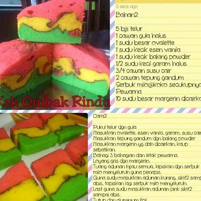 kek rindu ingrendients